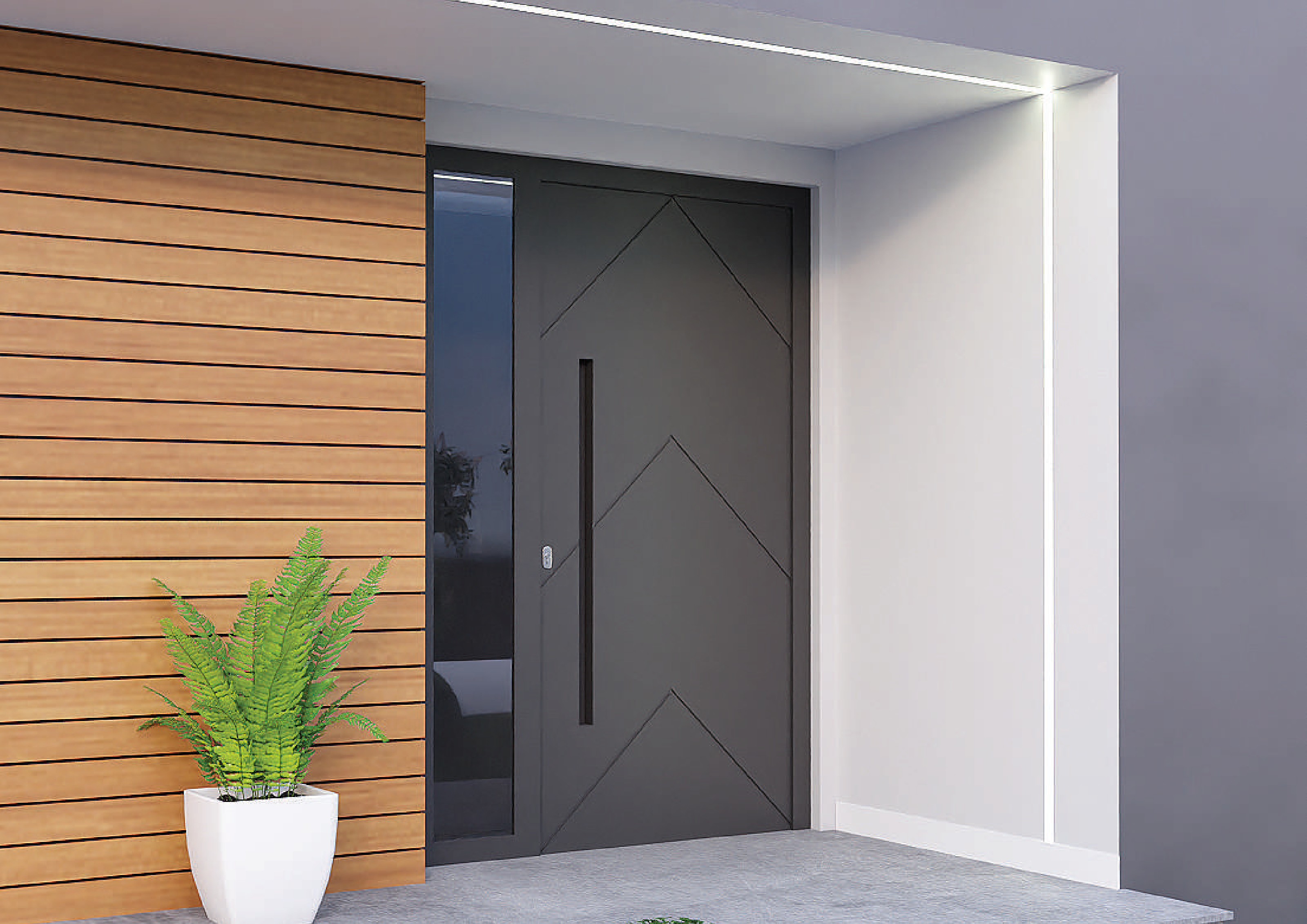Derë hyrëse alumini DP Supreme Line, RAL 7016 — model nga katalogu Aluteq